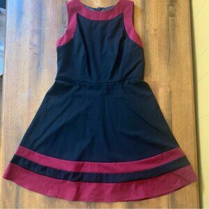 ALYX Dress 12 Black Burgundy Sleeveless A-line Fit & Flair Bottom Stripe zip